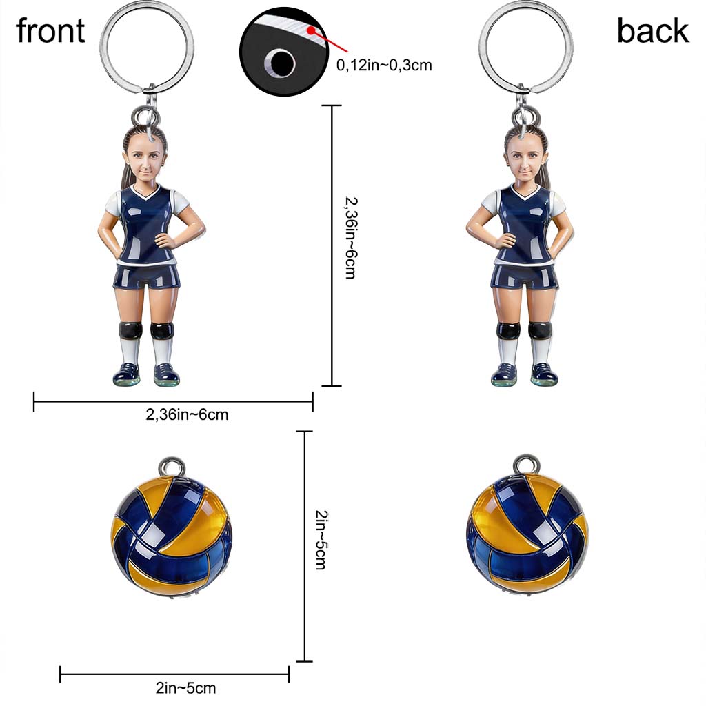 Volleyball Gift - Personalized Volleyball Premium Keychain With Charms