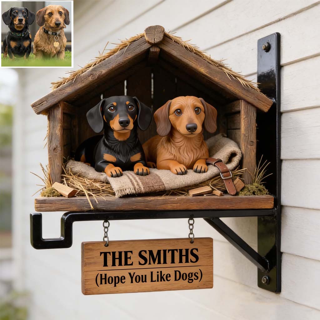 The Pet's House, Human Just Live Here - Personalized Dog Wooden Wall Mount Sign