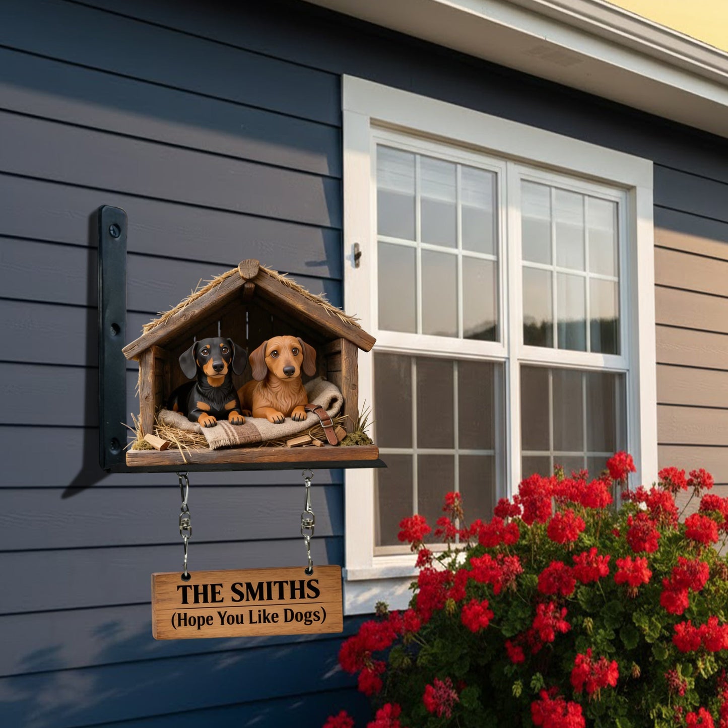 The Pet's House, Human Just Live Here - Personalized Dog Wooden Wall Mount Sign