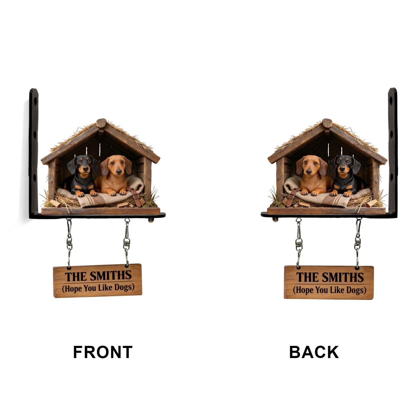 The Pet's House, Human Just Live Here - Personalized Dog Wooden Wall Mount Sign
