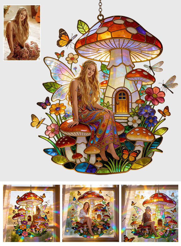 Mushroom Hippie Style - Personalized Mushroom Window Hanging Suncatcher Ornament