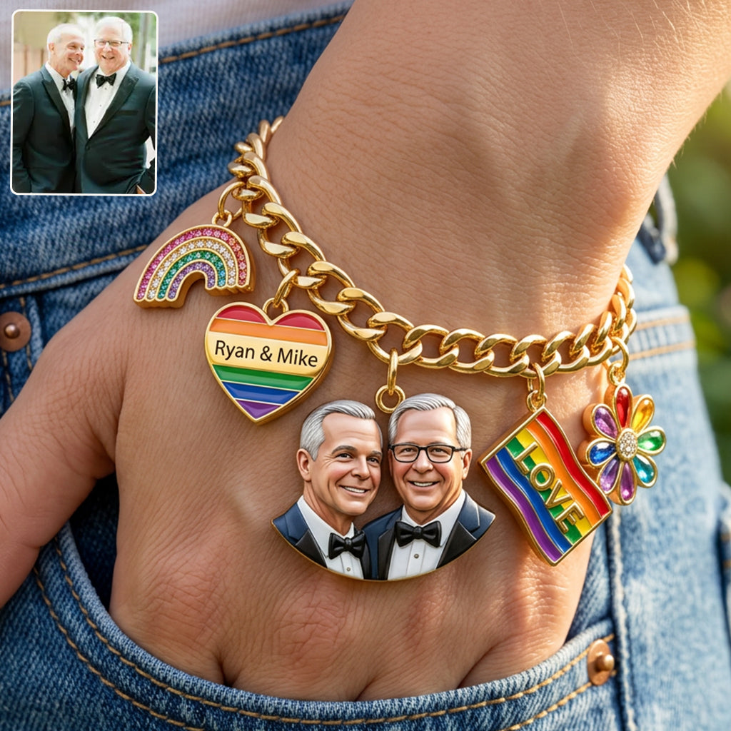 Love Is Love - Personalized LGBT Support Bracelet With Charms