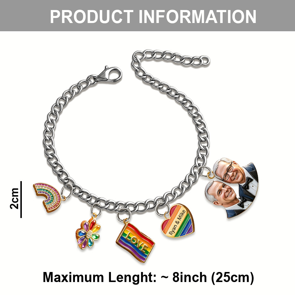 Love Is Love - Personalized LGBT Support Bracelet With Charms