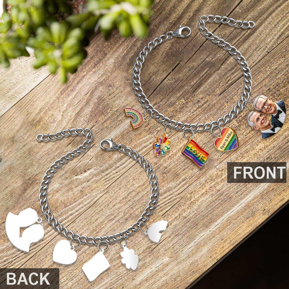 Love Is Love - Personalized LGBT Support Bracelet With Charms