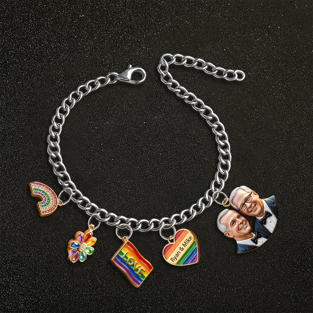 Love Is Love - Personalized LGBT Support Bracelet With Charms