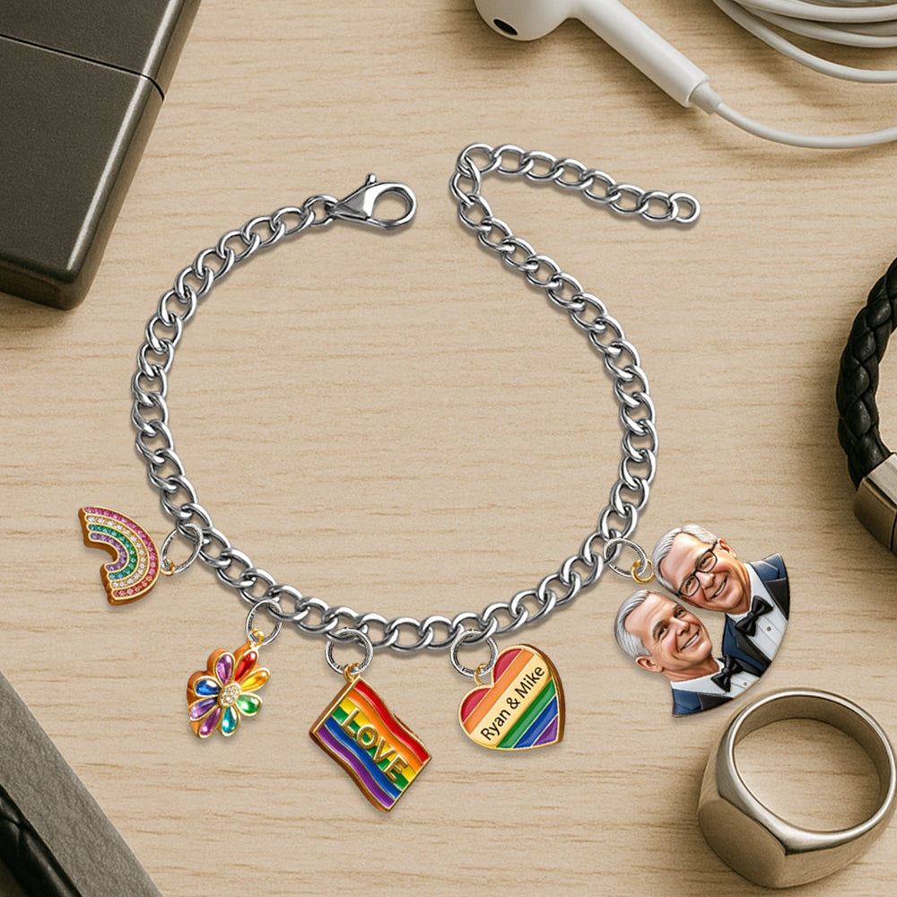 Love Is Love - Personalized LGBT Support Bracelet With Charms