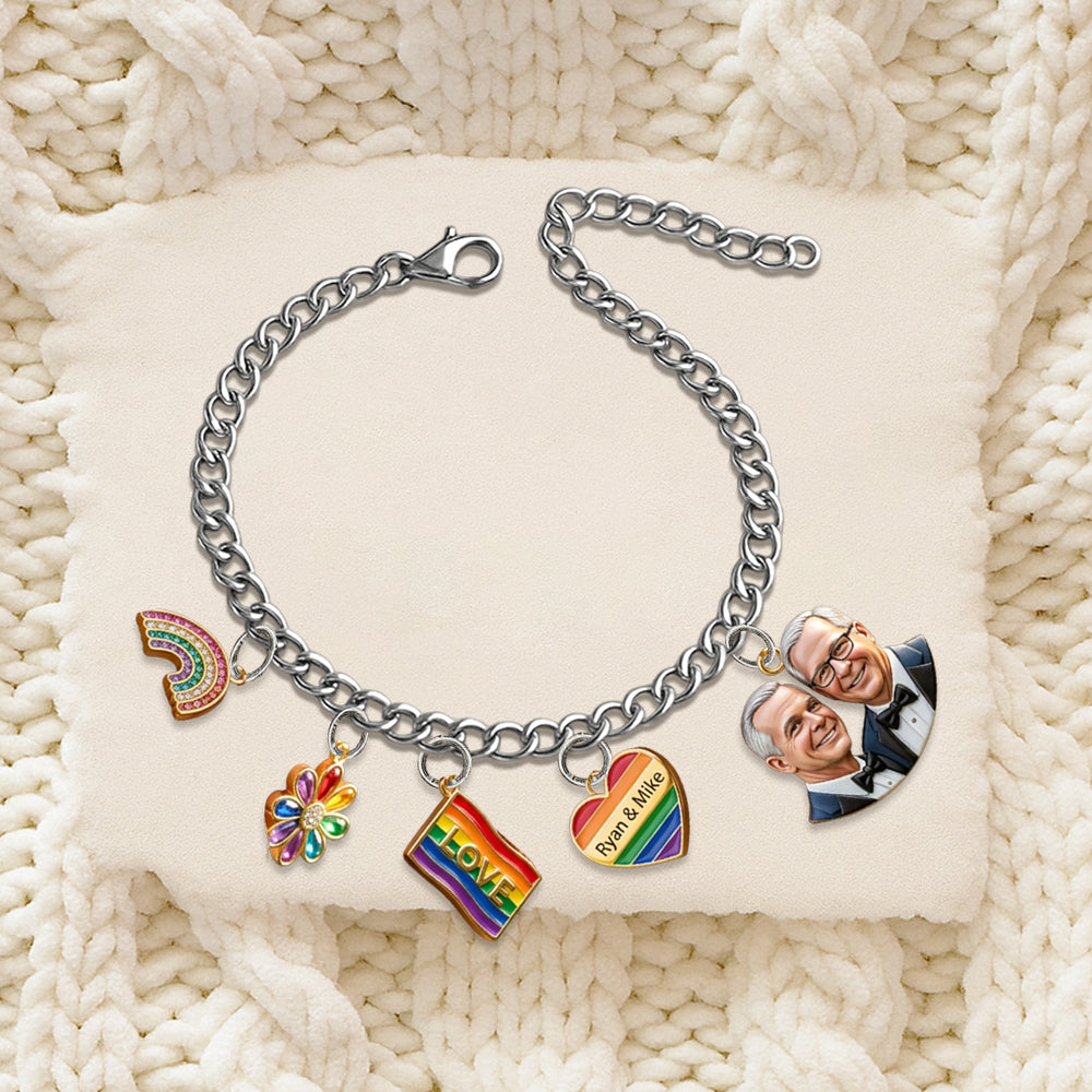 Love Is Love - Personalized LGBT Support Bracelet With Charms