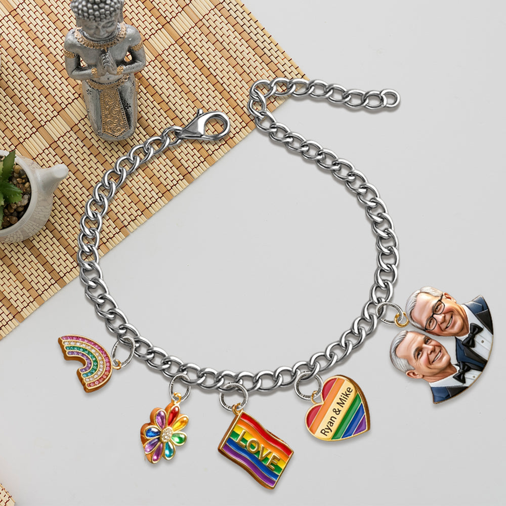 Love Is Love - Personalized LGBT Support Bracelet With Charms