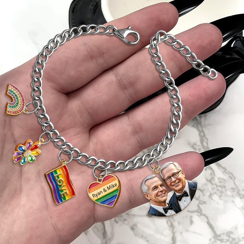 Love Is Love - Personalized LGBT Support Bracelet With Charms