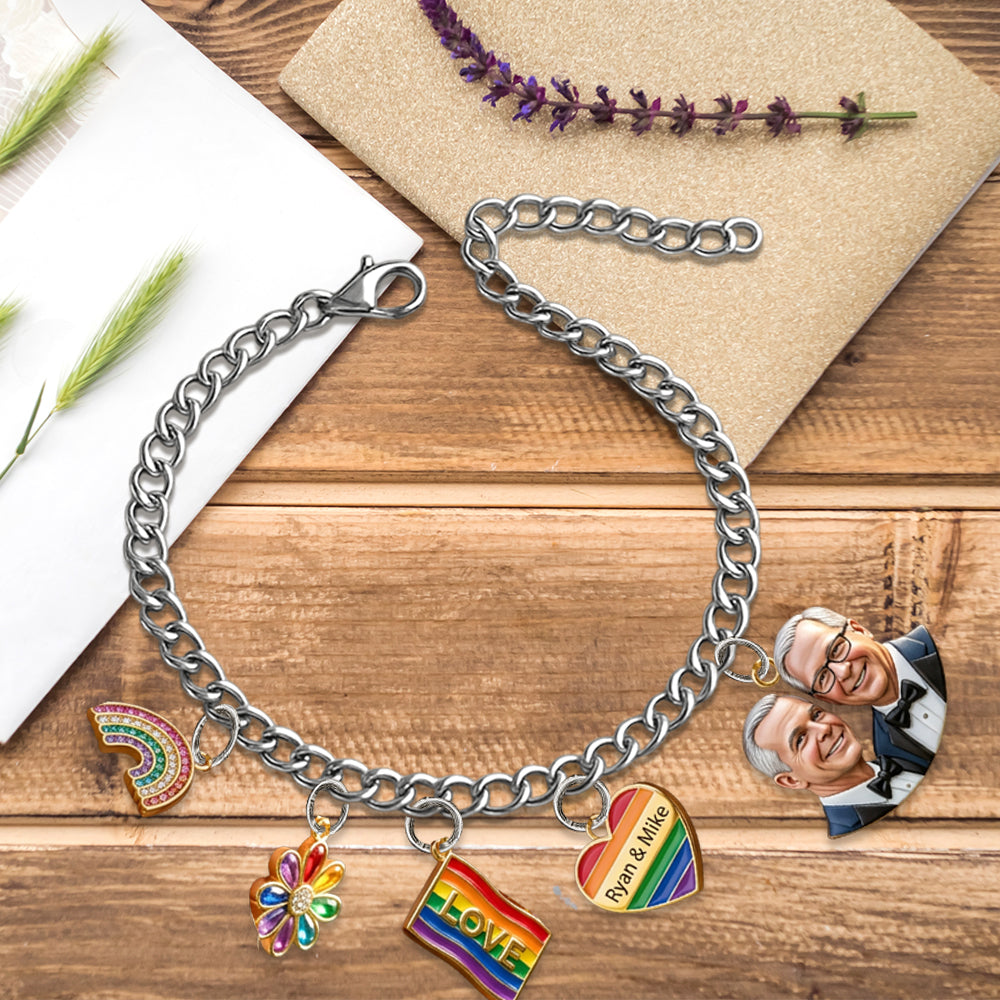 Love Is Love - Personalized LGBT Support Bracelet With Charms