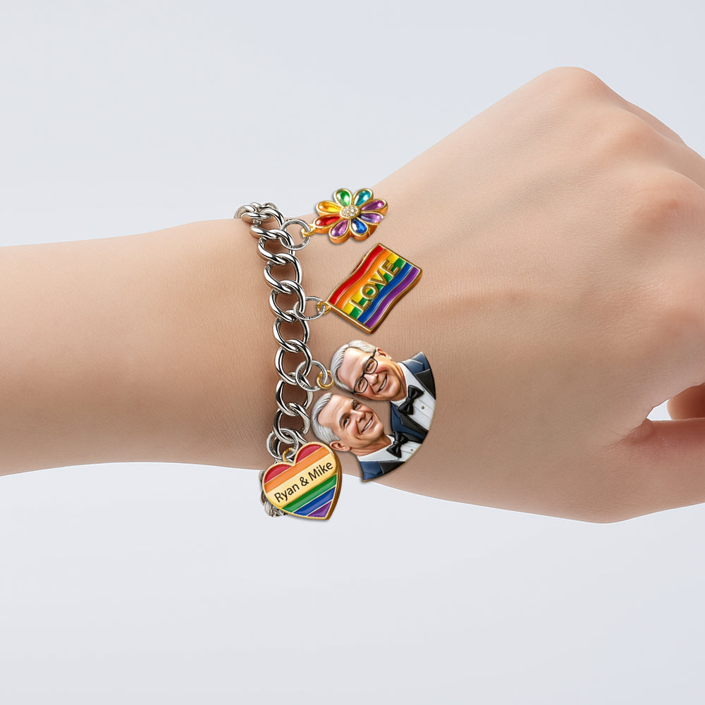 Love Is Love - Personalized LGBT Support Bracelet With Charms