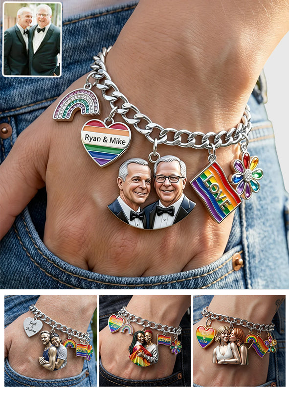 Love Is Love - Personalized LGBT Support Bracelet With Charms