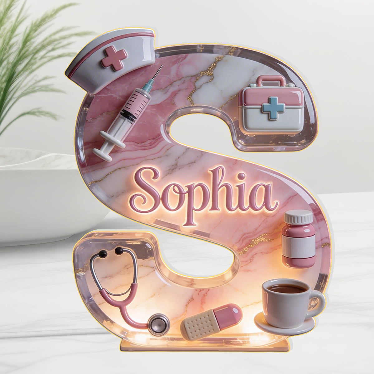 Medical Worker Alphabet - Personalized Nurse Acrylic LED Night Light