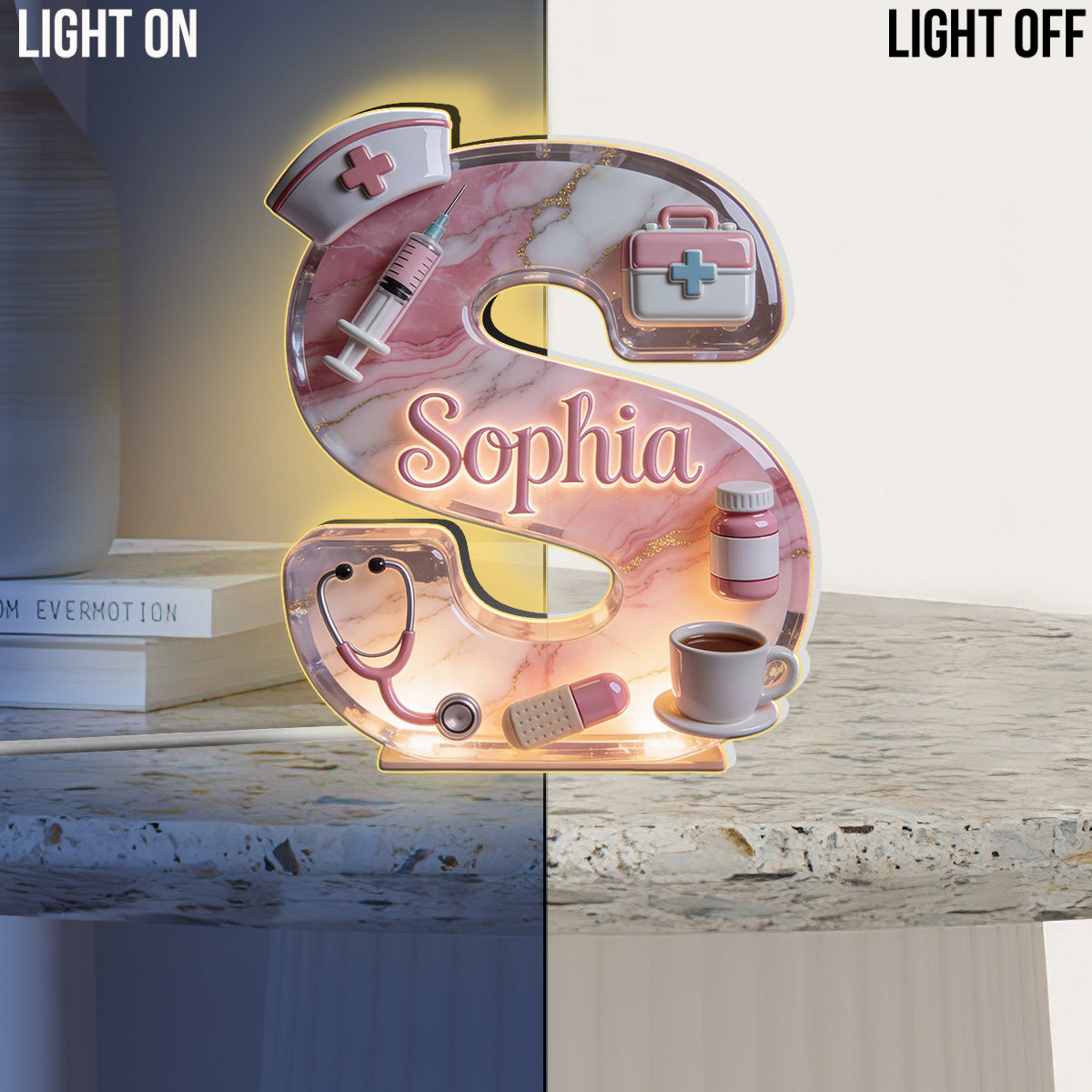 Medical Worker Alphabet - Personalized Nurse Acrylic LED Night Light