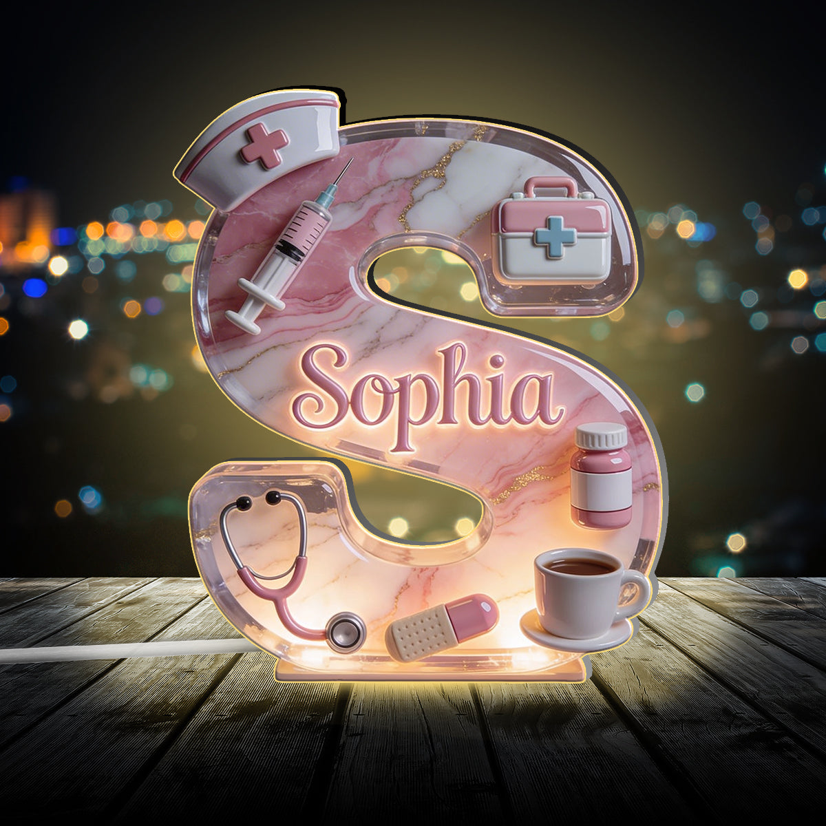 Medical Worker Alphabet - Personalized Nurse Acrylic LED Night Light