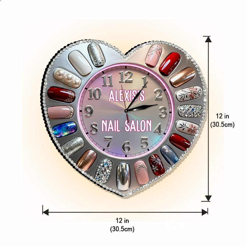 Nail Salon Decor - Personalized Nail Salon LED Light Wall Clock