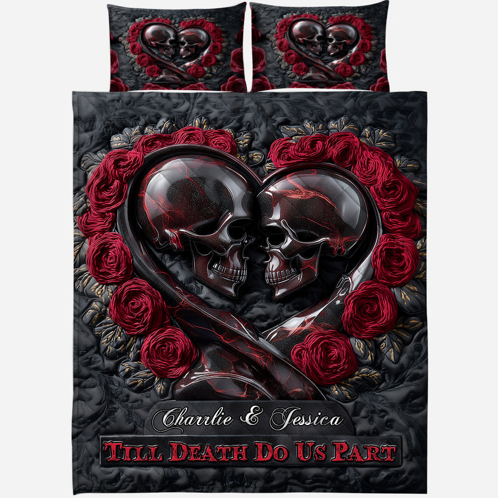 Till Death Do Us Part - Personalized Skull Quilt Set
