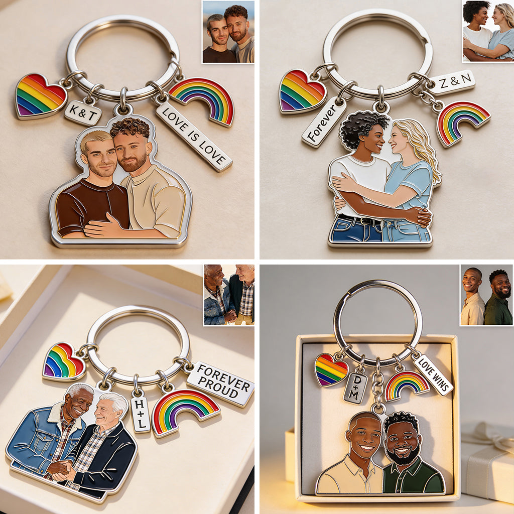 Love Wins - Personalized LGBT Support Premium Keychain With Charms