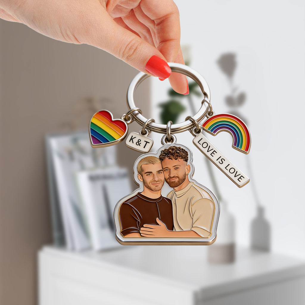 Love Wins - Personalized LGBT Support Premium Keychain With Charms