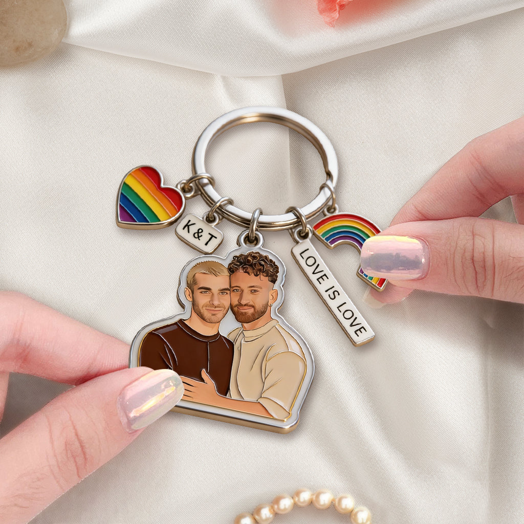 Love Wins - Personalized LGBT Support Premium Keychain With Charms