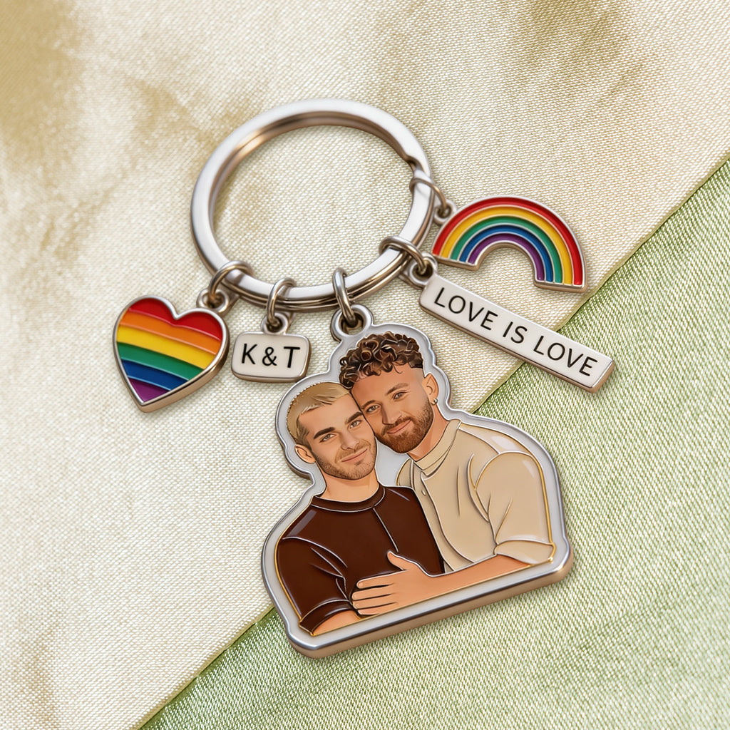Love Wins - Personalized LGBT Support Premium Keychain With Charms