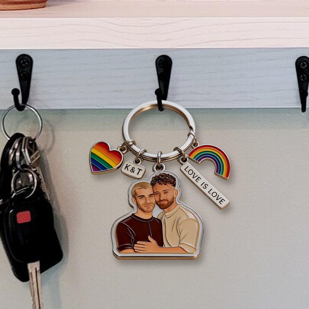 Love Wins - Personalized LGBT Support Premium Keychain With Charms
