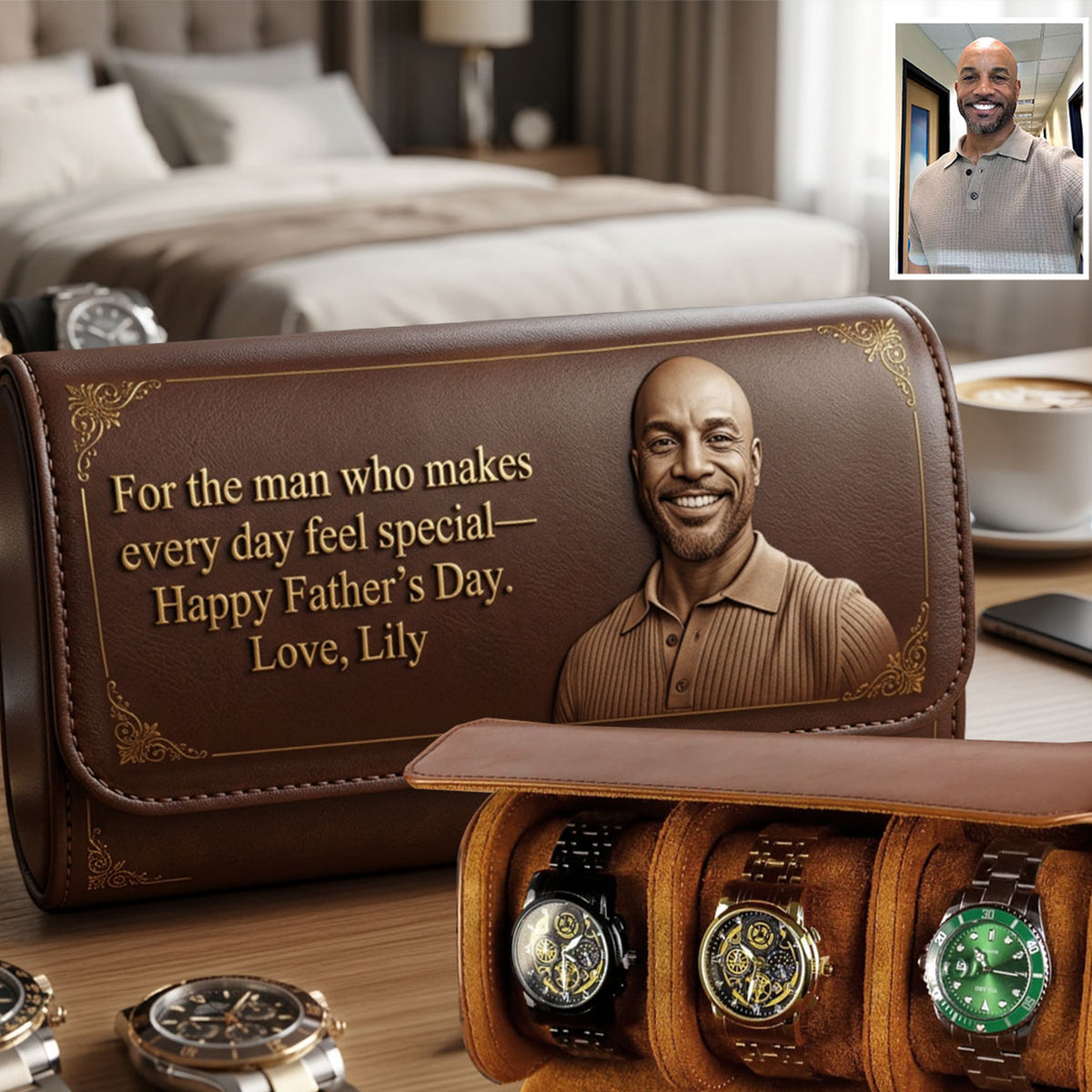 We Love You - Personalized Father Leather Watch Case
