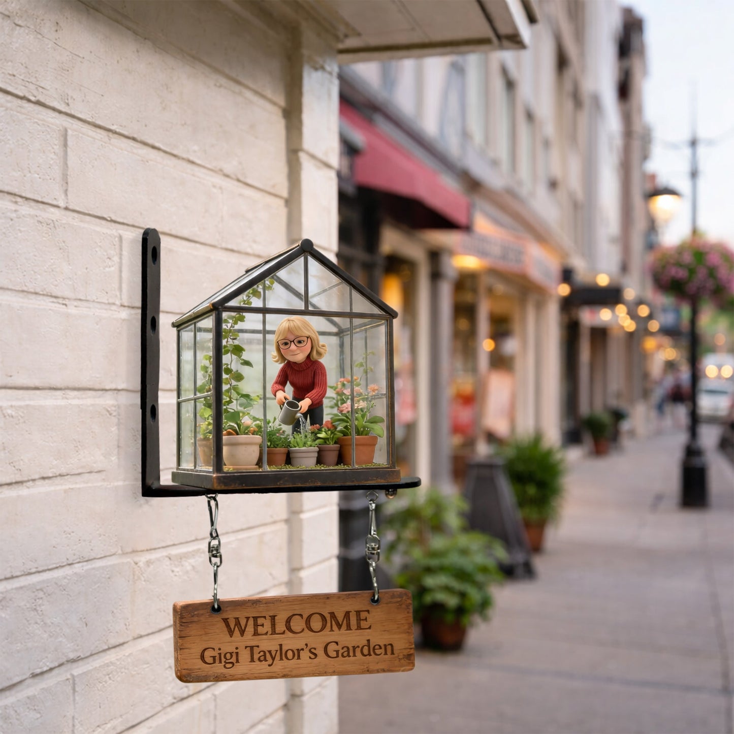 Miniature Green Glass House - Personalized Gardening Wooden Wall Mount Sign