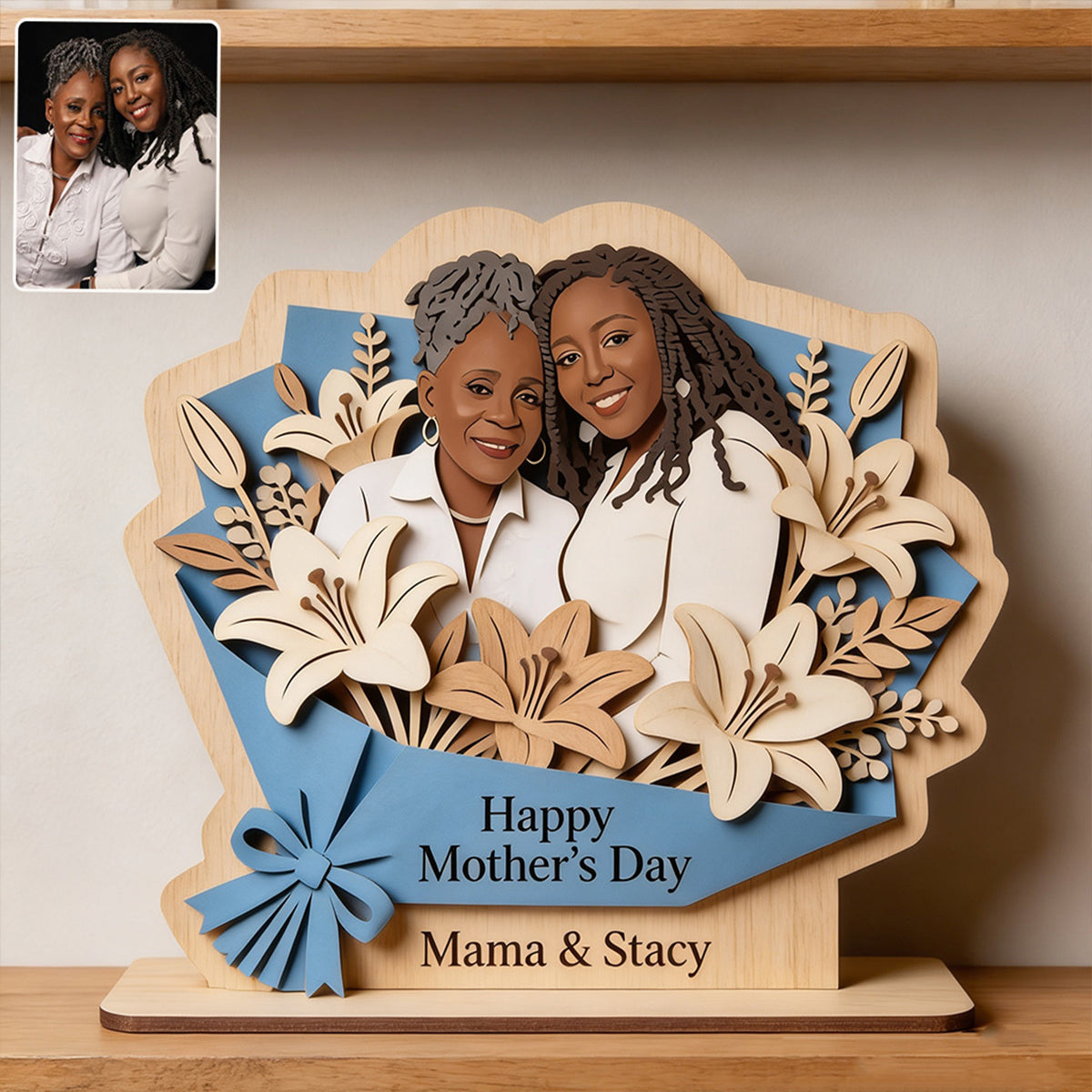 Mother’s Day Flower Bouquet Sign - Personalized Mother 2 Layered Big Freestanding