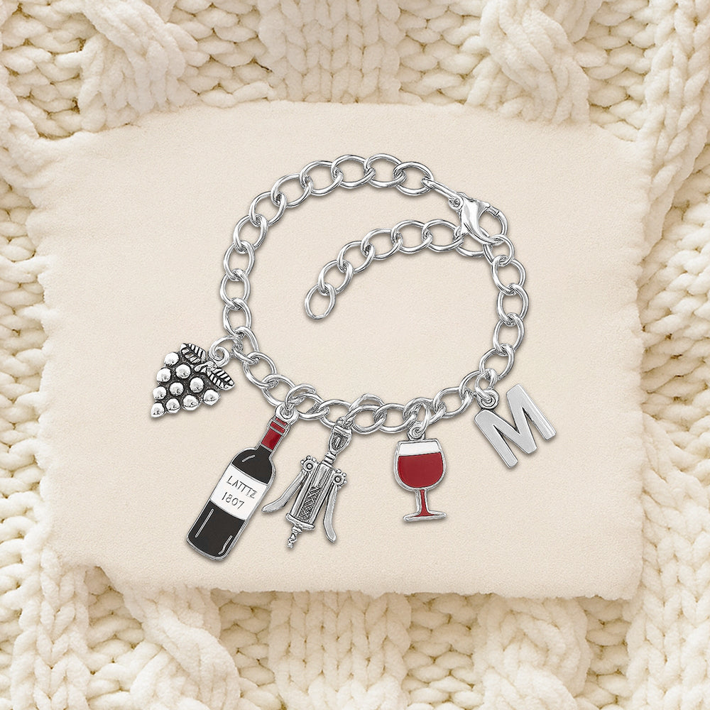 Love Wine - Personalized Wine Bracelet With Charms