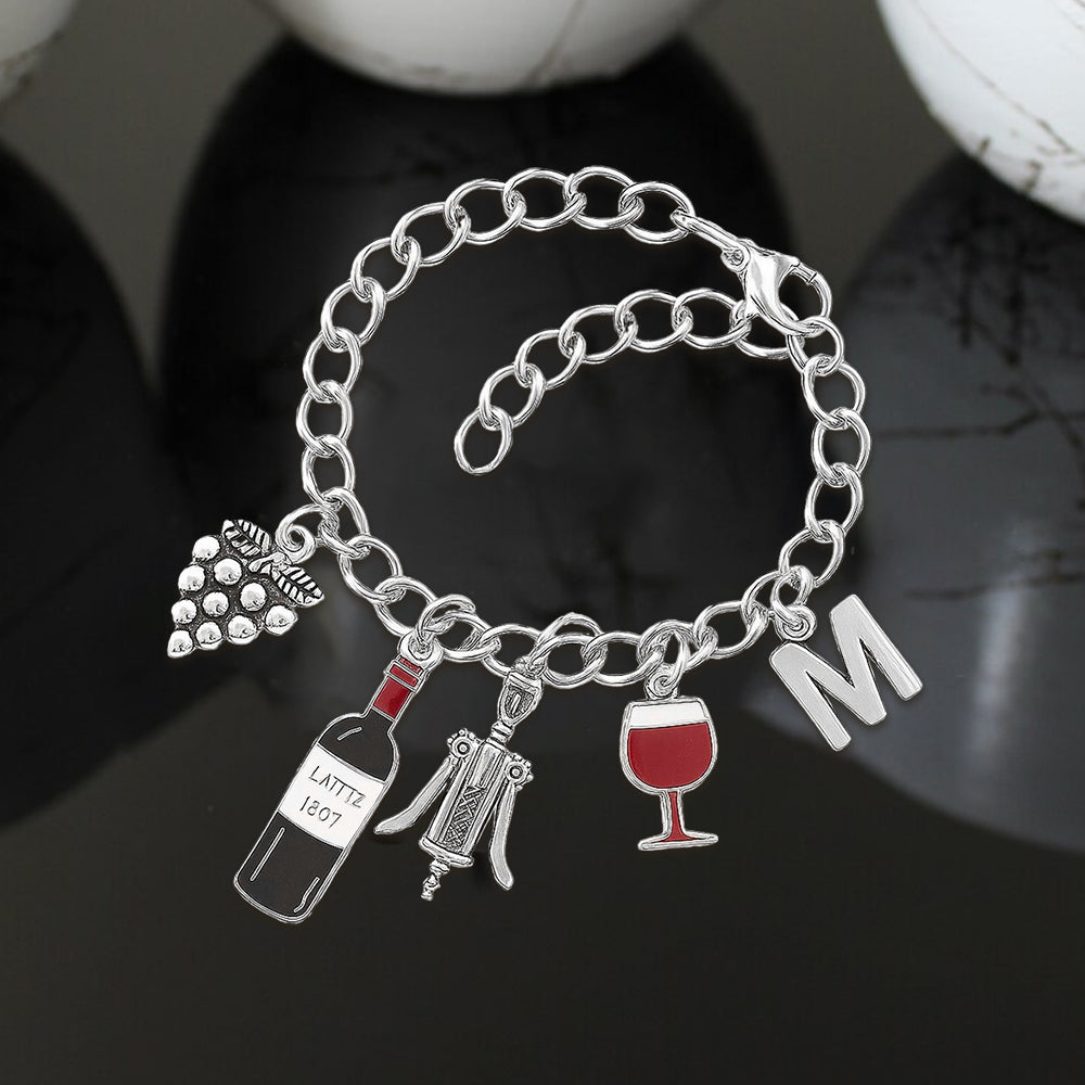 Love Wine - Personalized Wine Bracelet With Charms