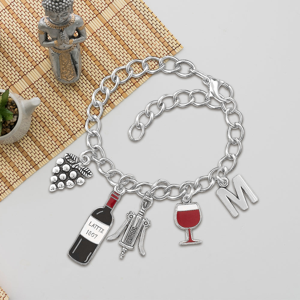 Love Wine - Personalized Wine Bracelet With Charms