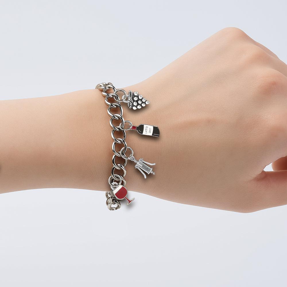 Love Wine - Personalized Wine Bracelet With Charms