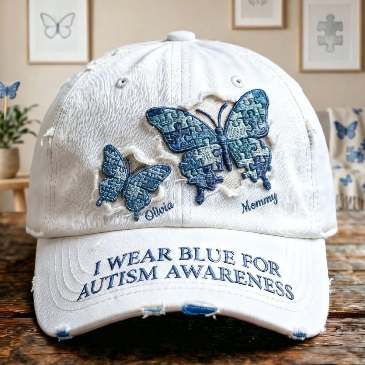 Puzzle Butterfly - Personalized Autism Awareness Classic Cap