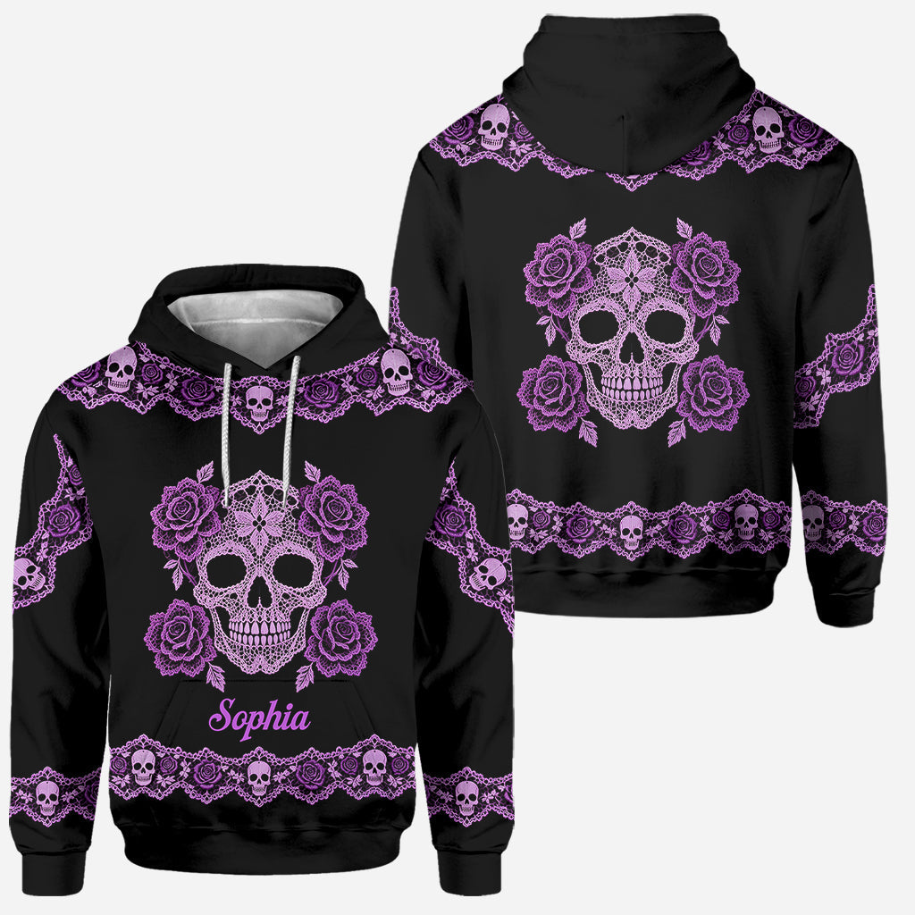 Floral Skull - Personalized Skull Hoodie and Leggings