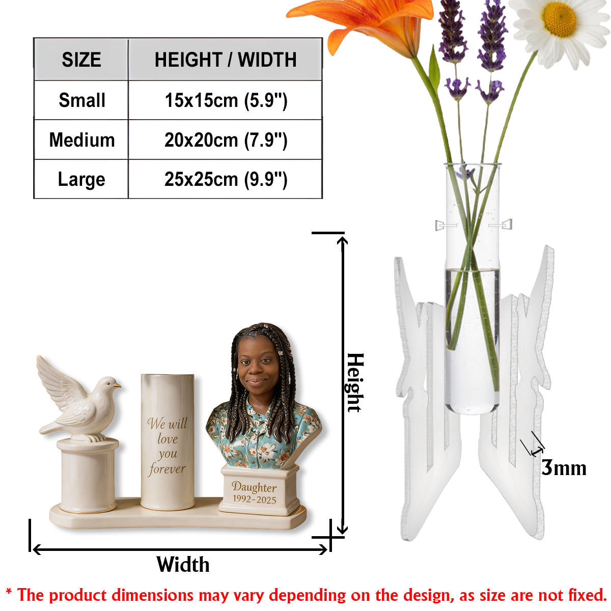 We Will Love You Forever - Personalized Memorial Custom Shape Acrylic Flower Vase
