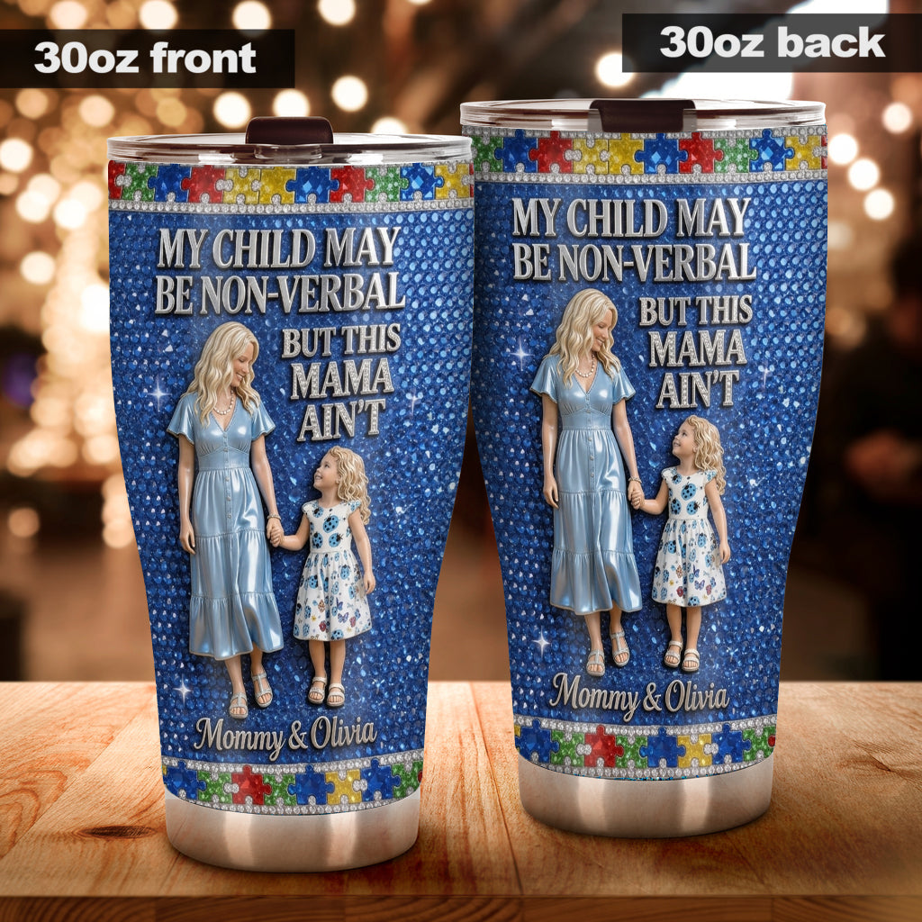 Sparkling Blue Puzzle - Personalized Autism Awareness Tumbler