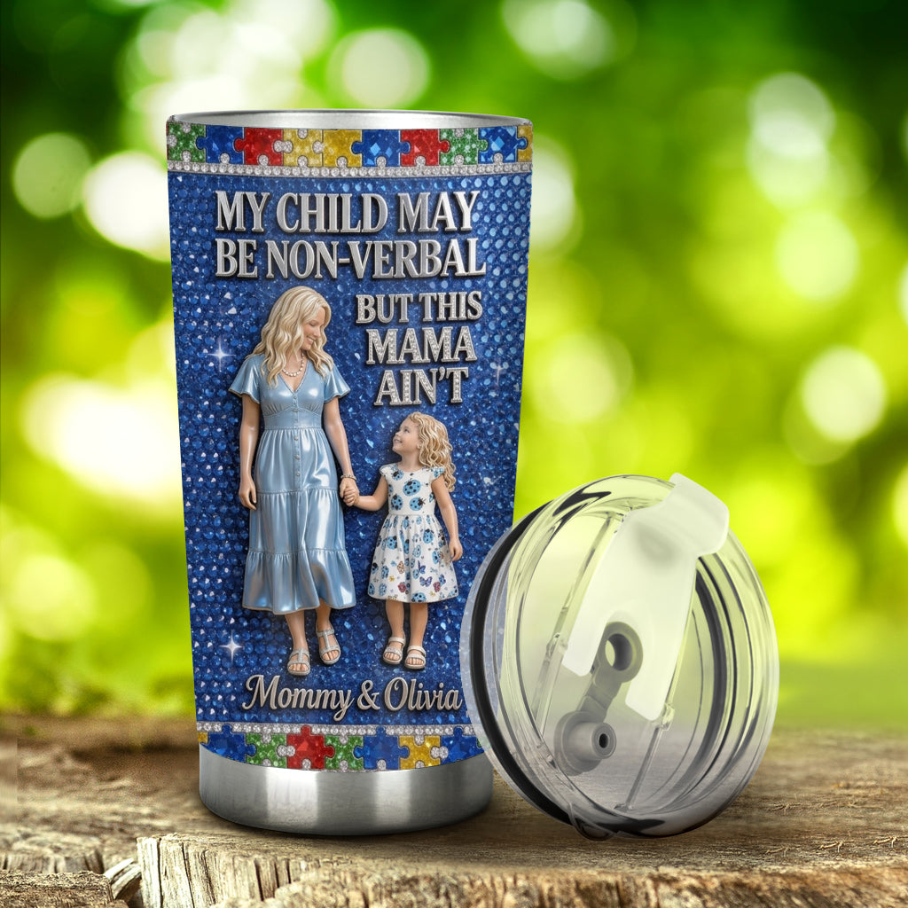 Sparkling Blue Puzzle - Personalized Autism Awareness Tumbler