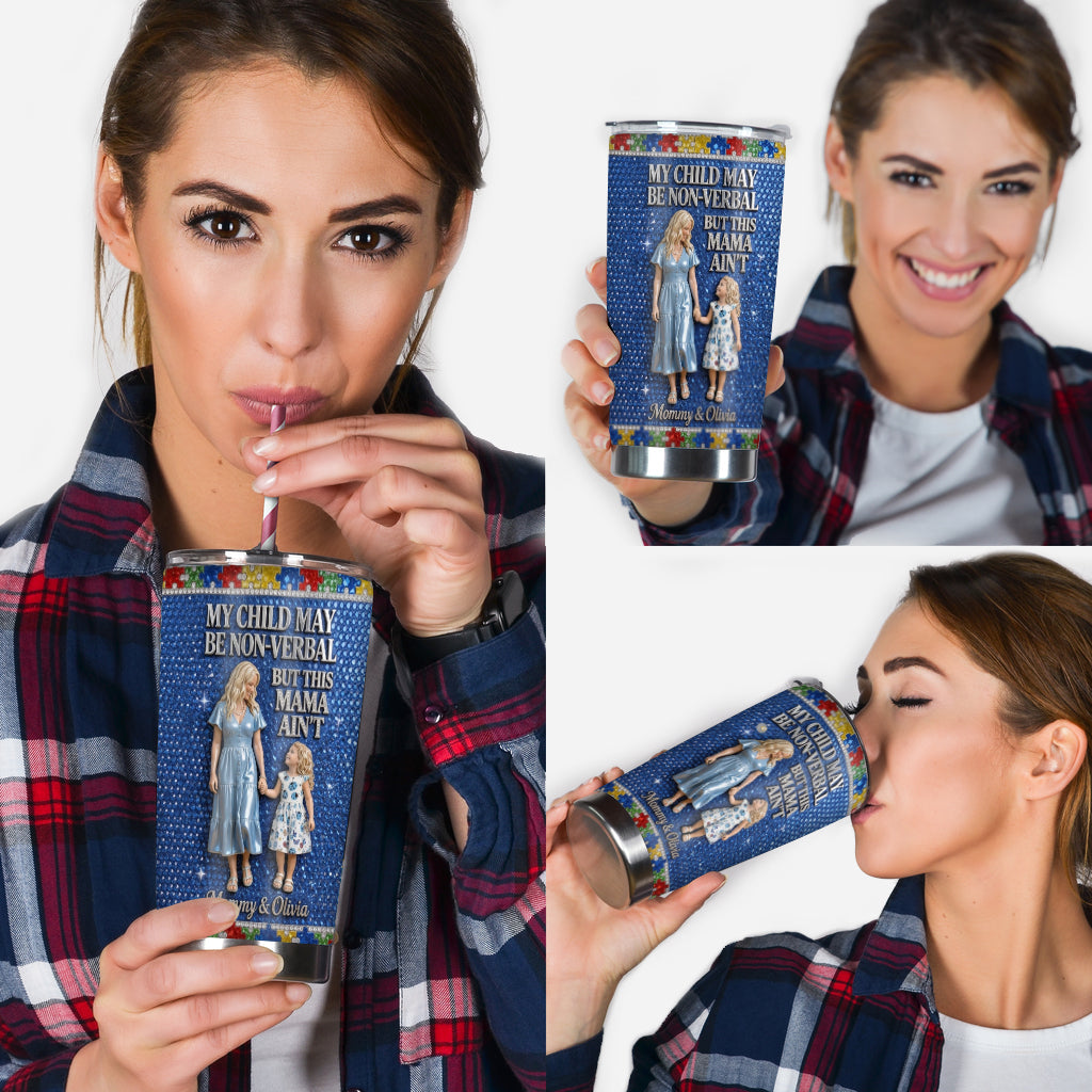 Sparkling Blue Puzzle - Personalized Autism Awareness Tumbler