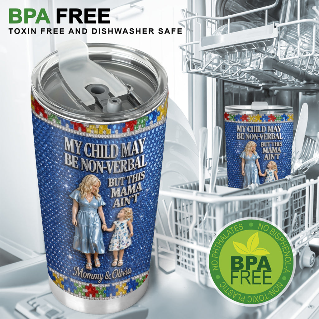Sparkling Blue Puzzle - Personalized Autism Awareness Tumbler