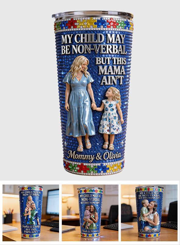 Sparkling Blue Puzzle - Personalized Autism Awareness Tumbler