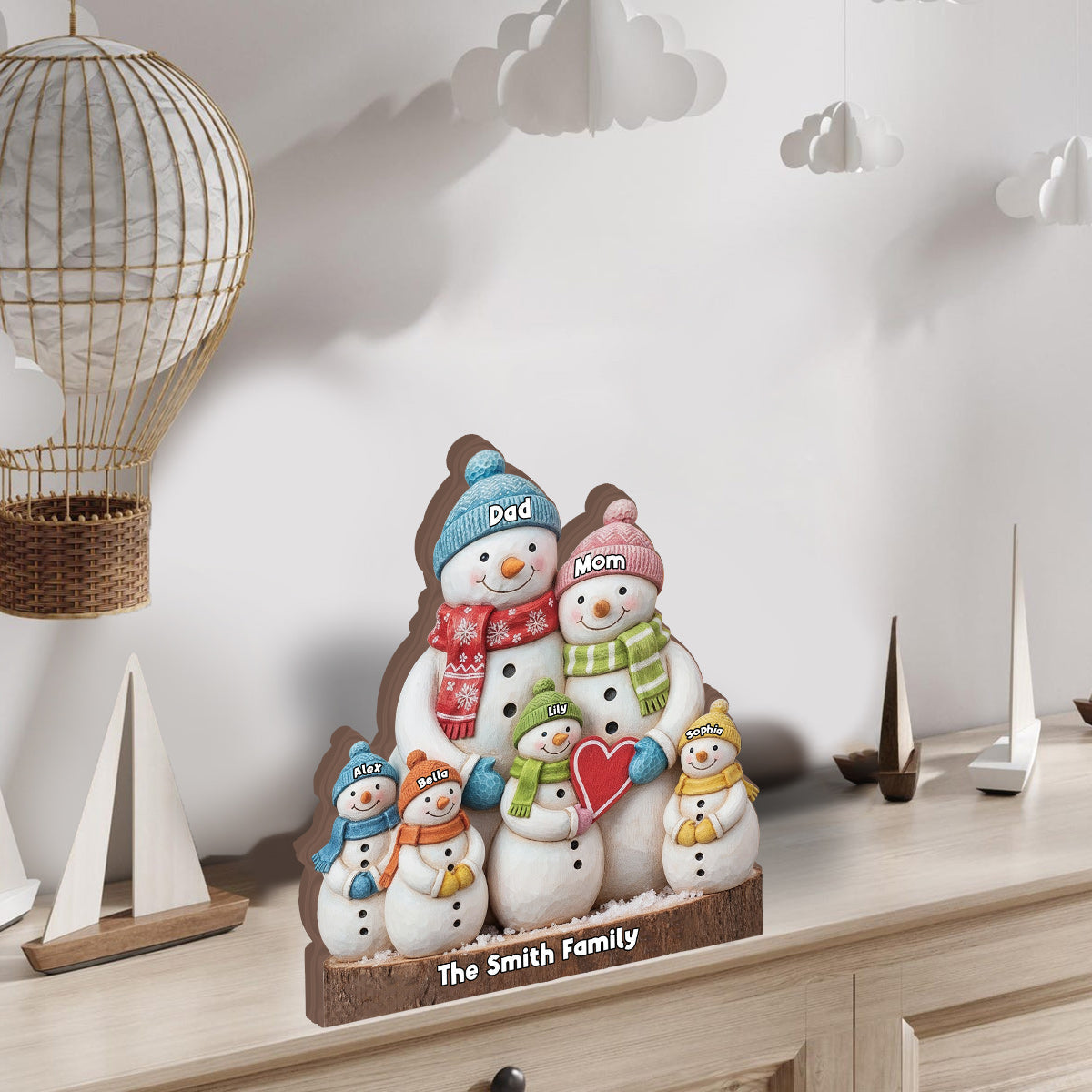 Merry Christmas - Personalized Family Custom Shaped Wood Plaque