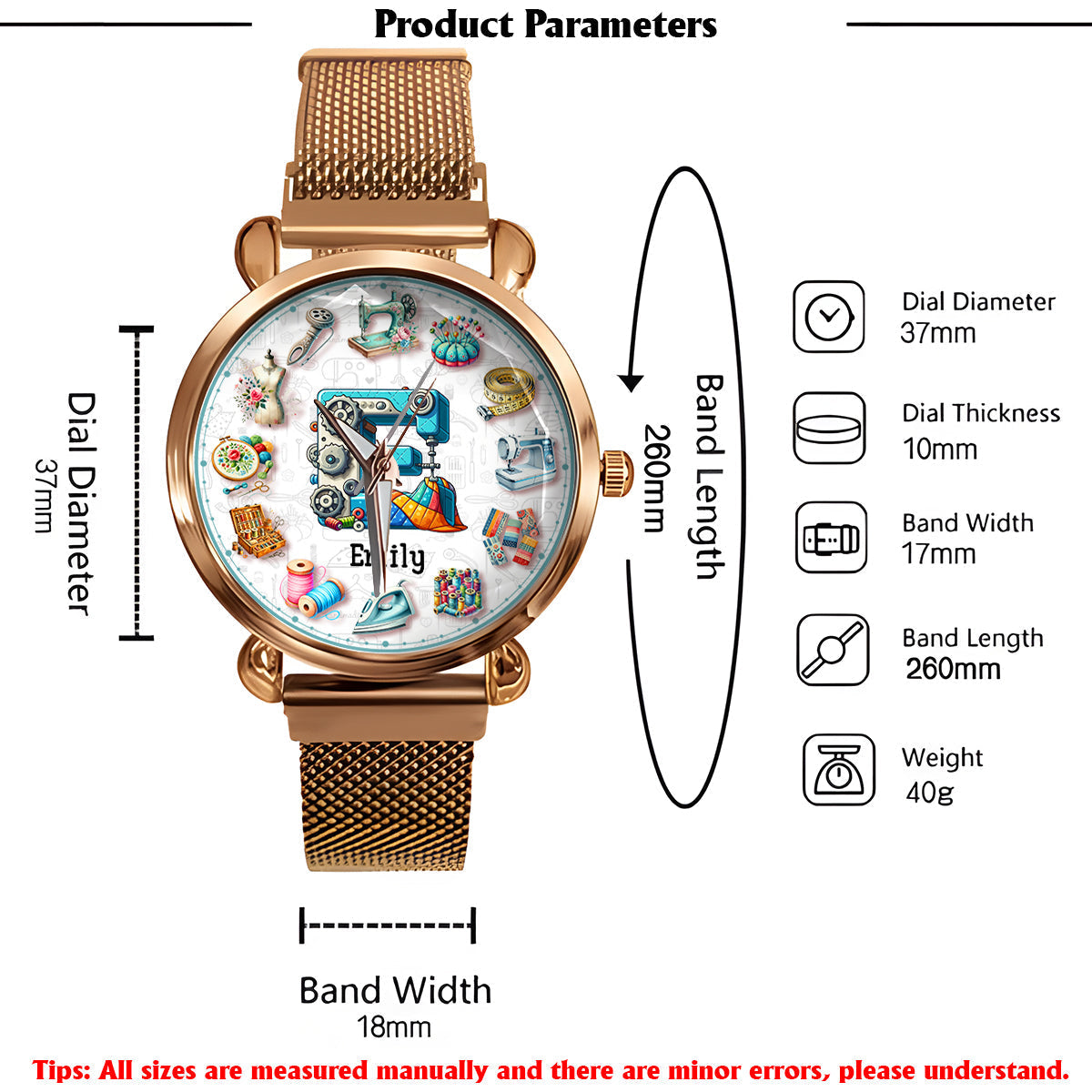 Sewing Is My Therapy - Personalized Sewing Women Hand Watch