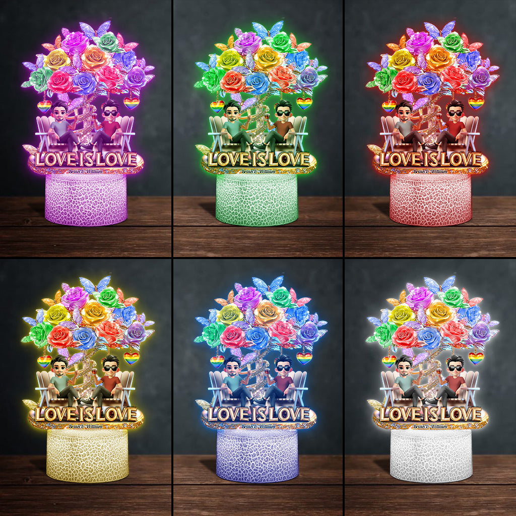 Love Is Love - Personalized LGBT Support Shaped Plaque Light Base
