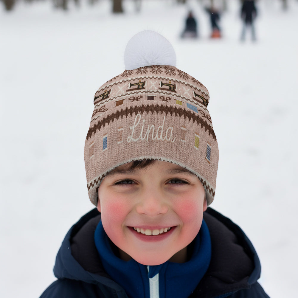 Sewing Machine & Thread Spool - Personalized Sewing Beanie Hat