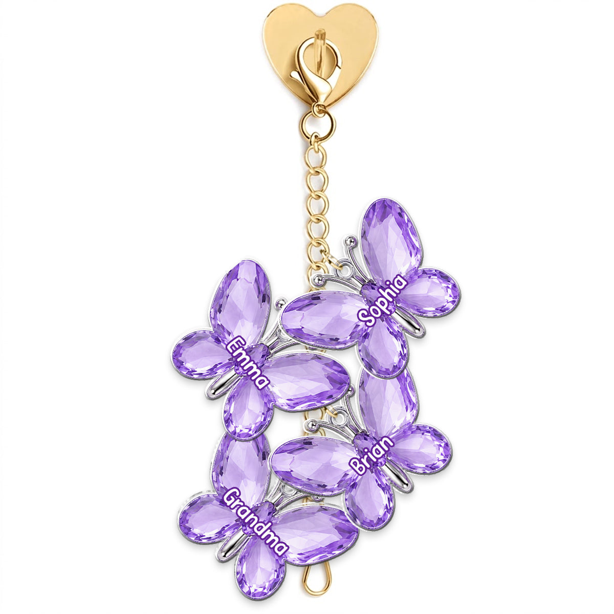 Purple Butterflies Gift For Grandma - Personalized Grandma Dangling Charms