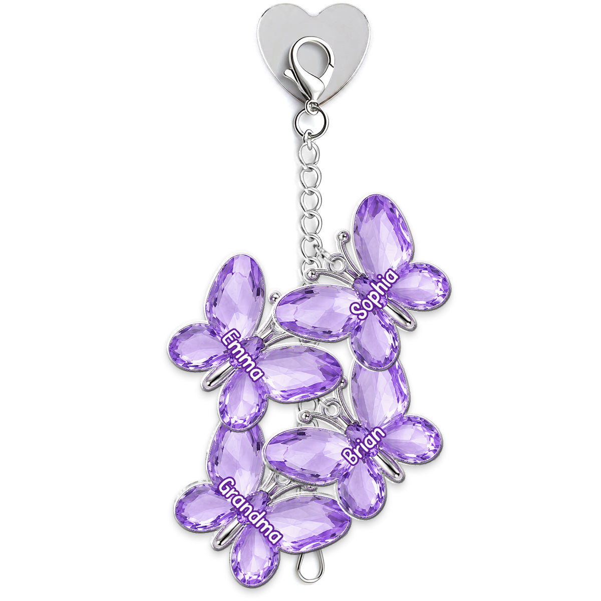 Purple Butterflies Gift For Grandma - Personalized Grandma Dangling Charms