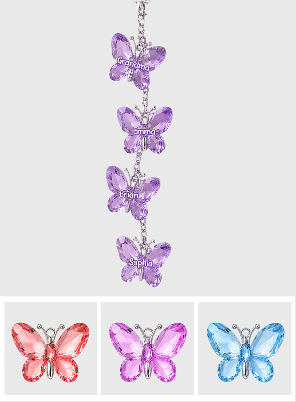 Purple Butterflies Gift For Grandma - Personalized Grandma Dangling Charms