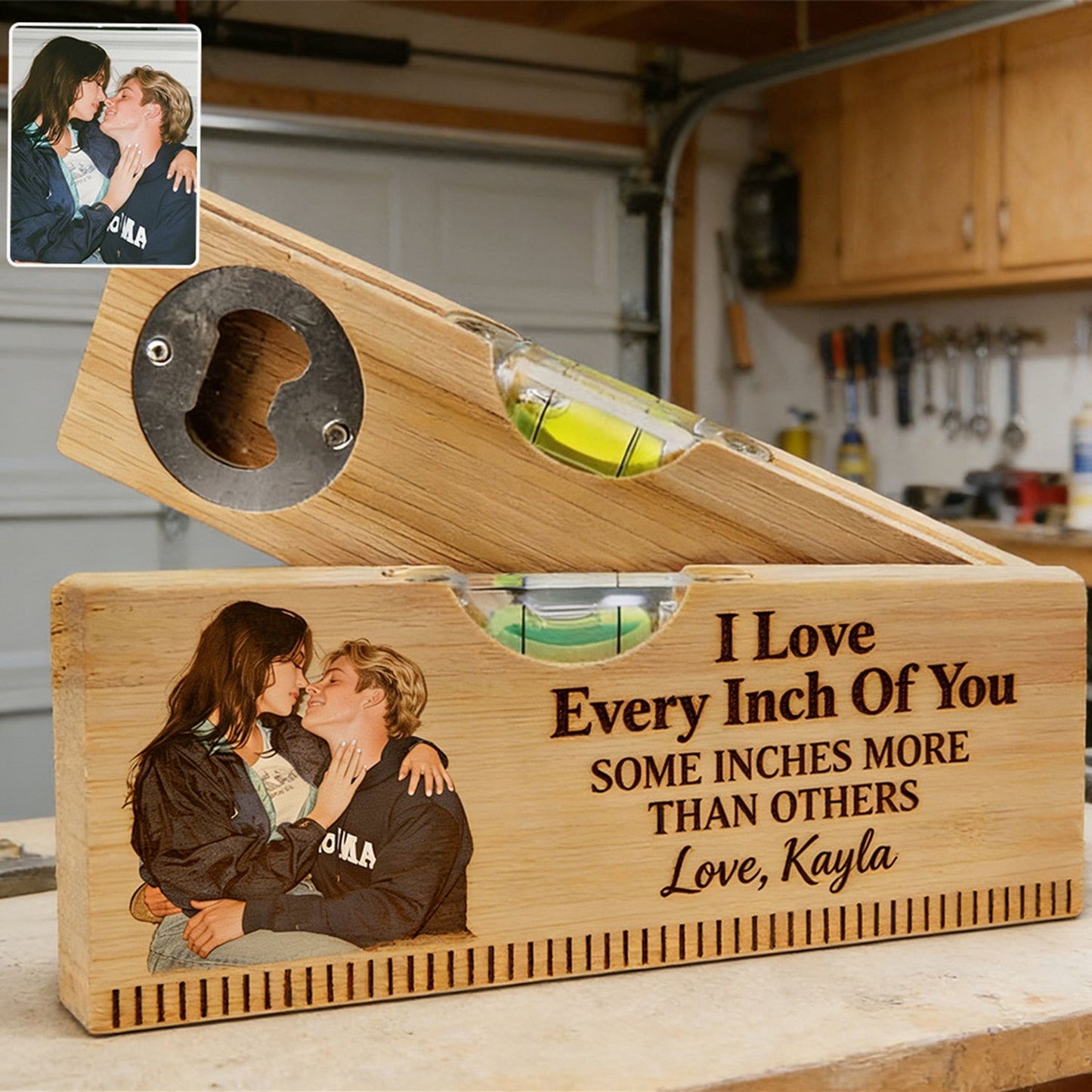 Love Every Inch Of You - Personalized Couple Spirit Level Bottle Opener