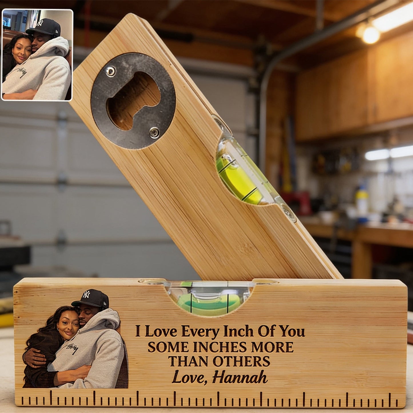 Love Every Inch Of You - Personalized Couple Spirit Level Bottle Opener